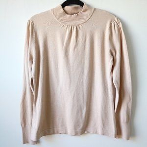 Conrad C Collection Knit Long Sleeve Blouse Sweater Cream Shirt